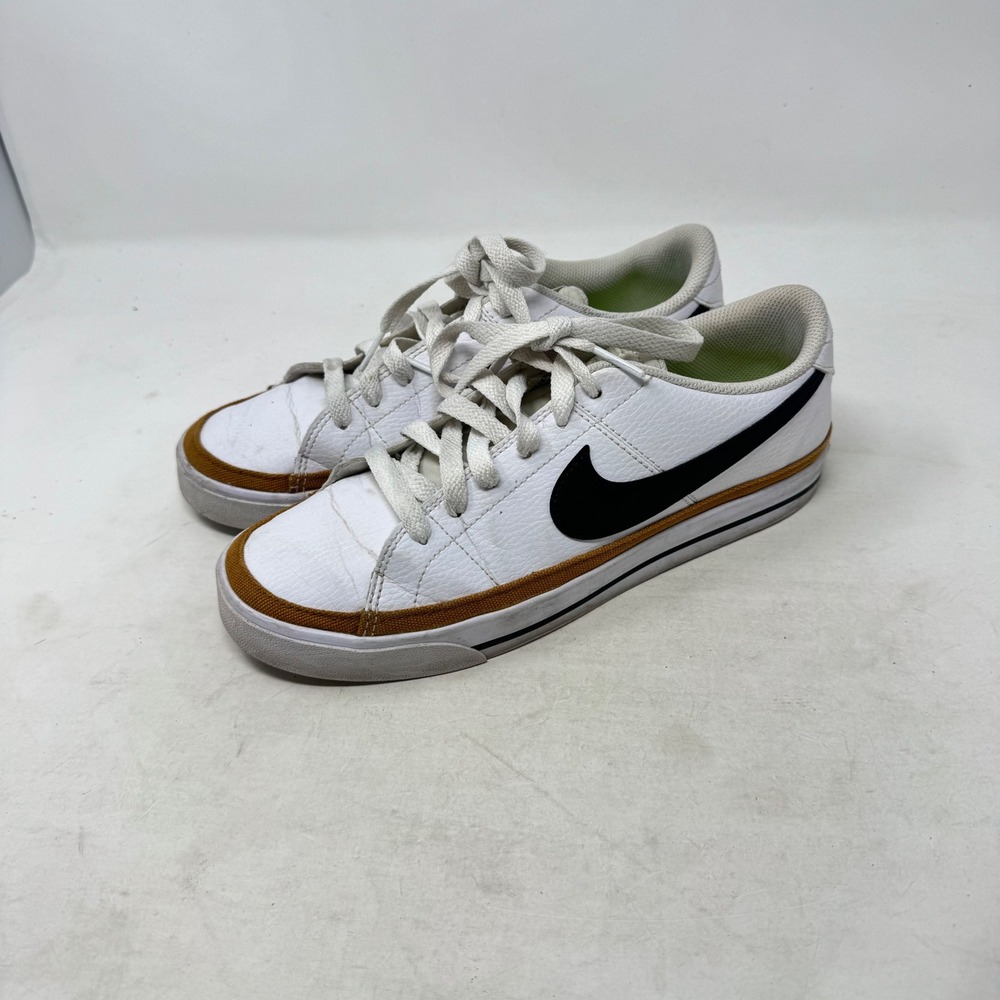 Nike Court Legacy Sneakers White Brown Size 7 Athletic Casual Streetwear Low Top